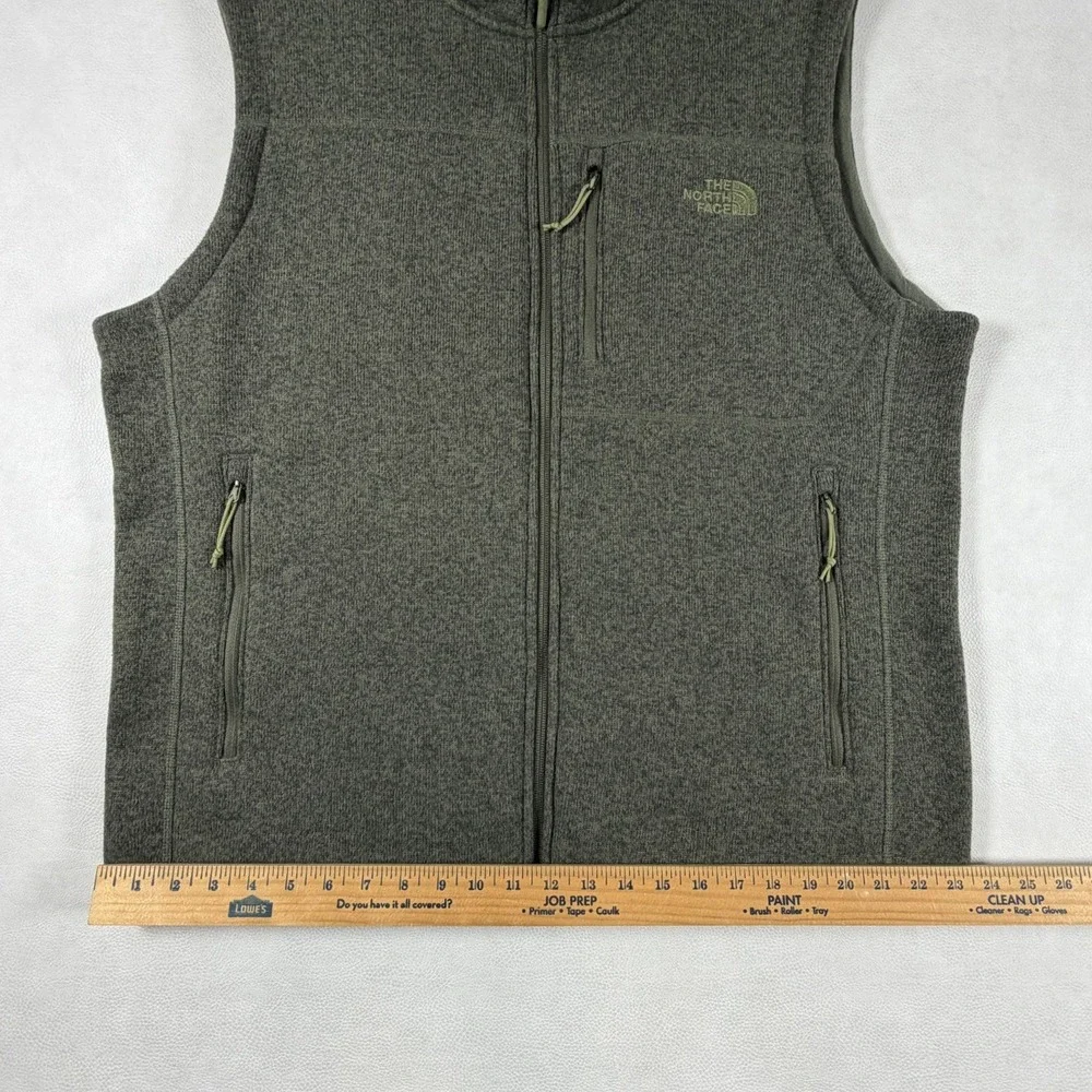 The North Face Mens XL Gordon Lyons Full Zip Fleece Vest Olive Green